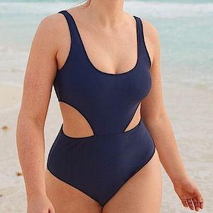 Aerie Navy Cut Out One Piece Swim Suit